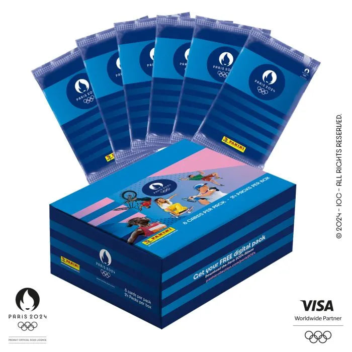 Olympische Spelen van Parijs 2024 - Box met 24 zakjes kaarten Panini