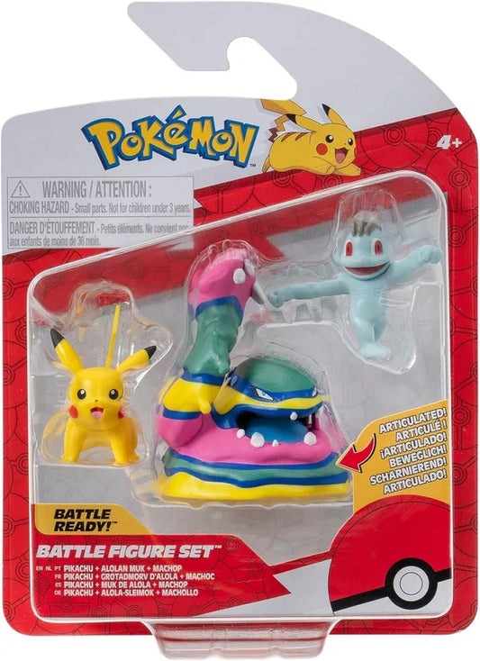 Pokemon Battle Figure Pack - Pikachu, Alolan Muk, Machop