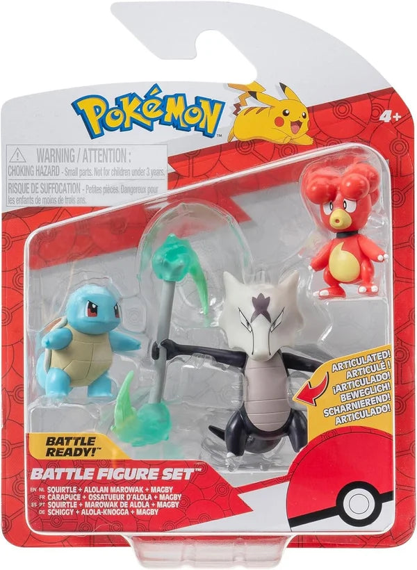 Pokemon Battle Figure Pack - Squirtle, Alolan Marowak, Magby